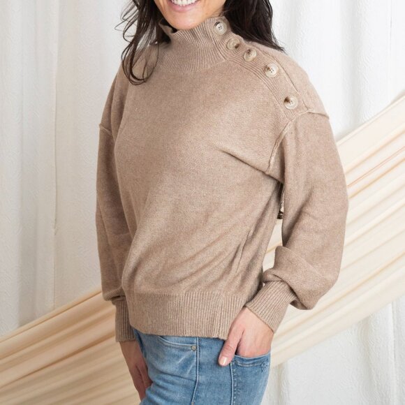 Button Mock Neck Sweater - Picture 1 of 4